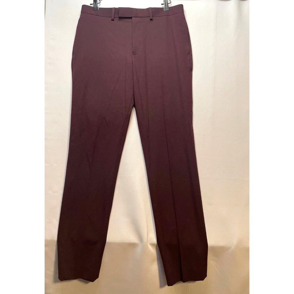 Topman slacks pants mens 31 x 32 trousers chino hook eye burgundy red